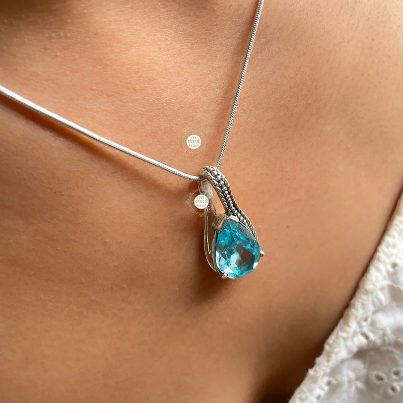 Blue Topaz Pendant (Without Chain) - Image 2