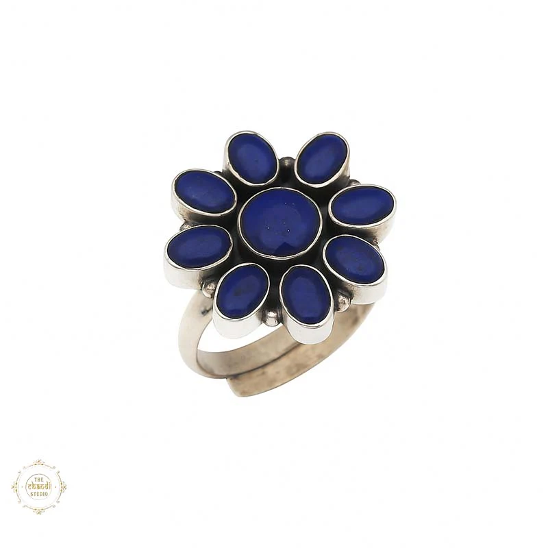 Sterling Silver Classic Navratna Ring - Image 9