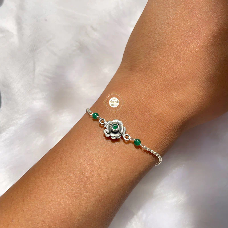 Dilkash Rose Chain Bracelet (Green) - Image 2
