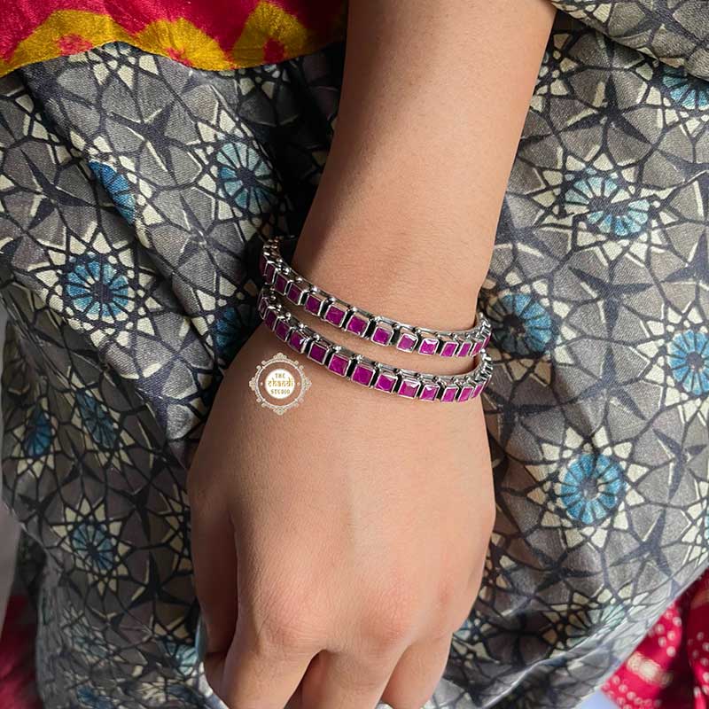 Dilkash Square Stone Bangle (Piece) - Image 7