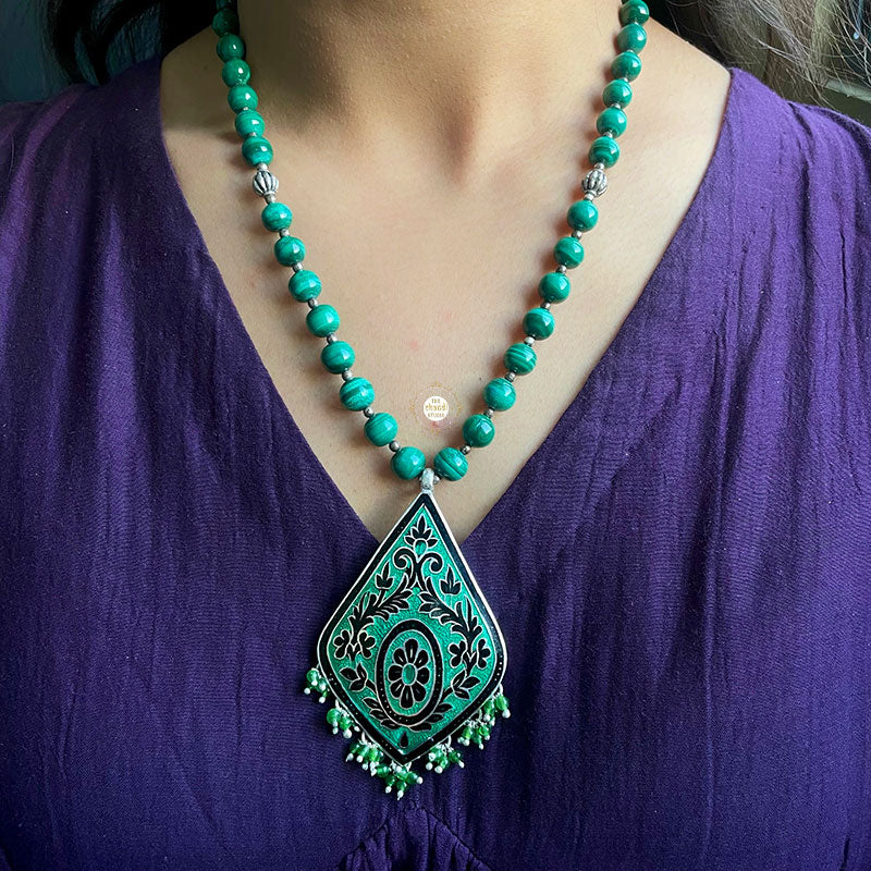 Floral Enamel Necklace Set - Image 3