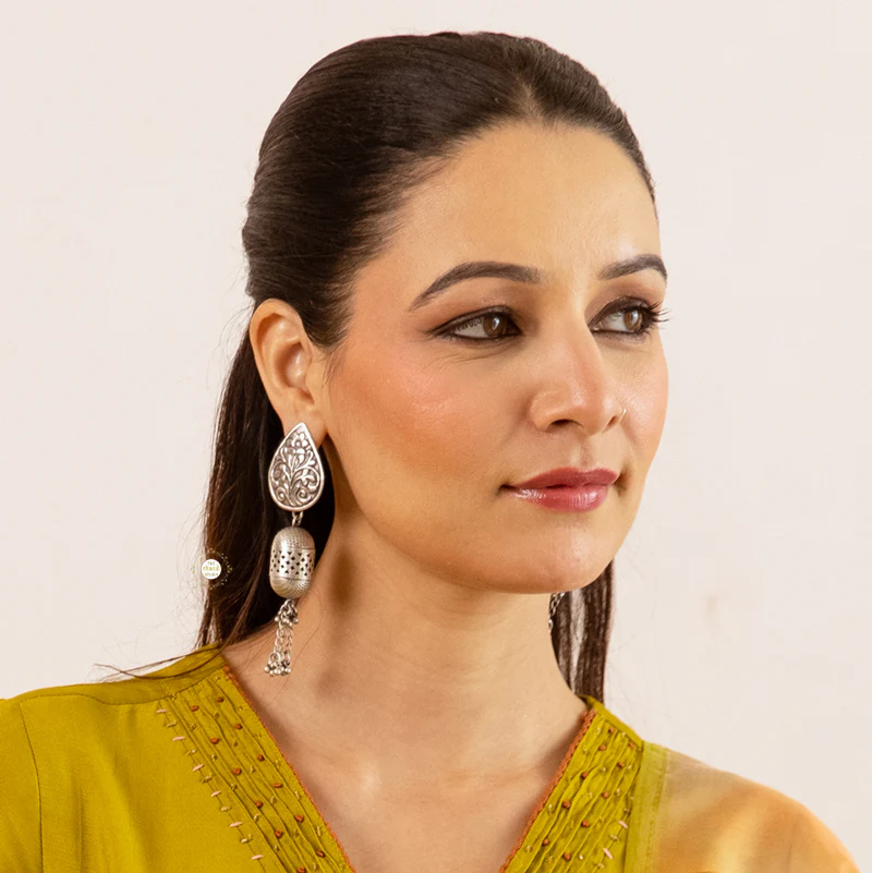 Floral Jharokha Jhumki Earring - Image 3