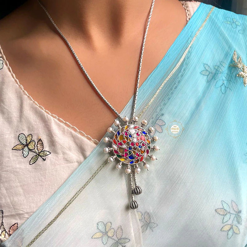 Floral Kundan Chain Necklace - Image 5