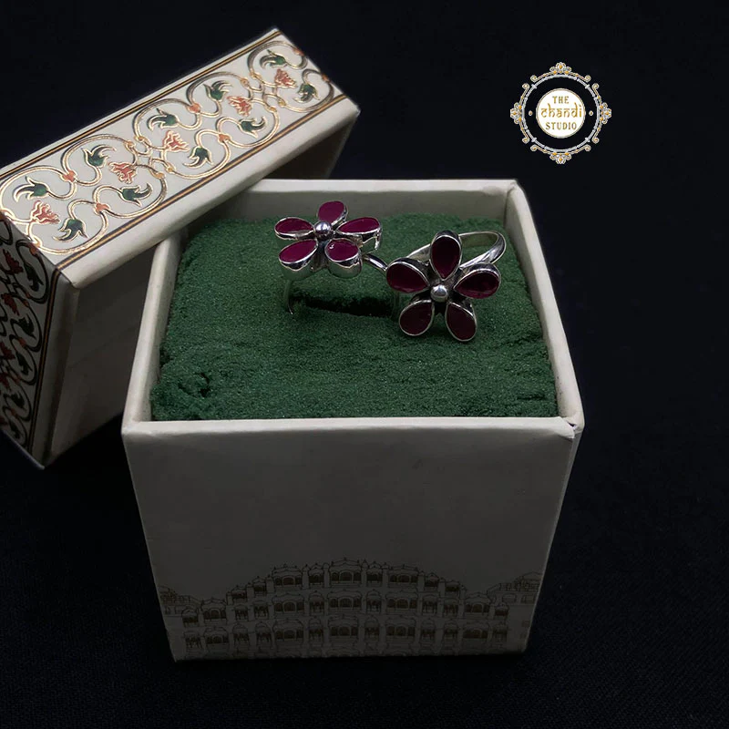 Dainty Flower Toe Ring 925 Pure Silver - Image 10