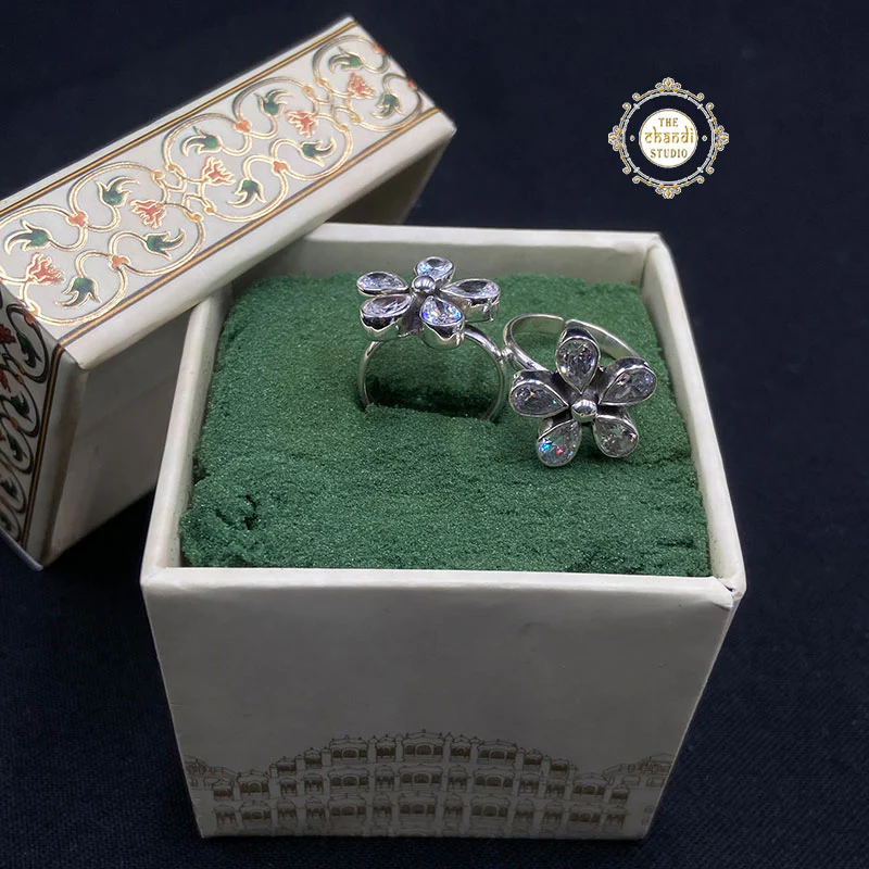 Dainty Flower Toe Ring 925 Pure Silver - Image 11