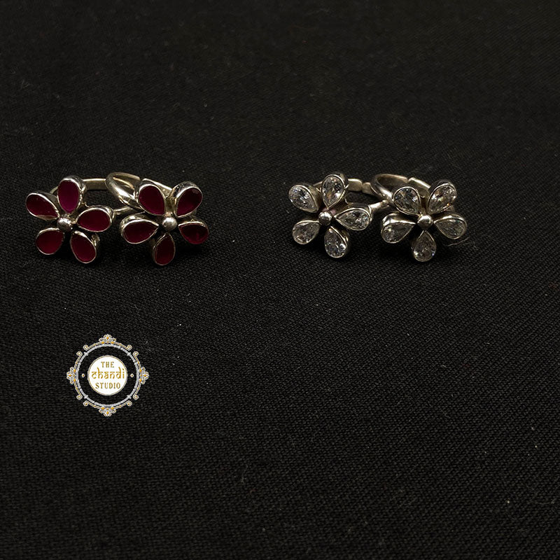 Dainty Flower Toe Ring 925 Pure Silver - Image 9