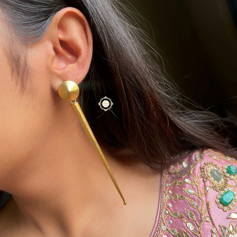 Full Gold Long Stick Earring - Image 2