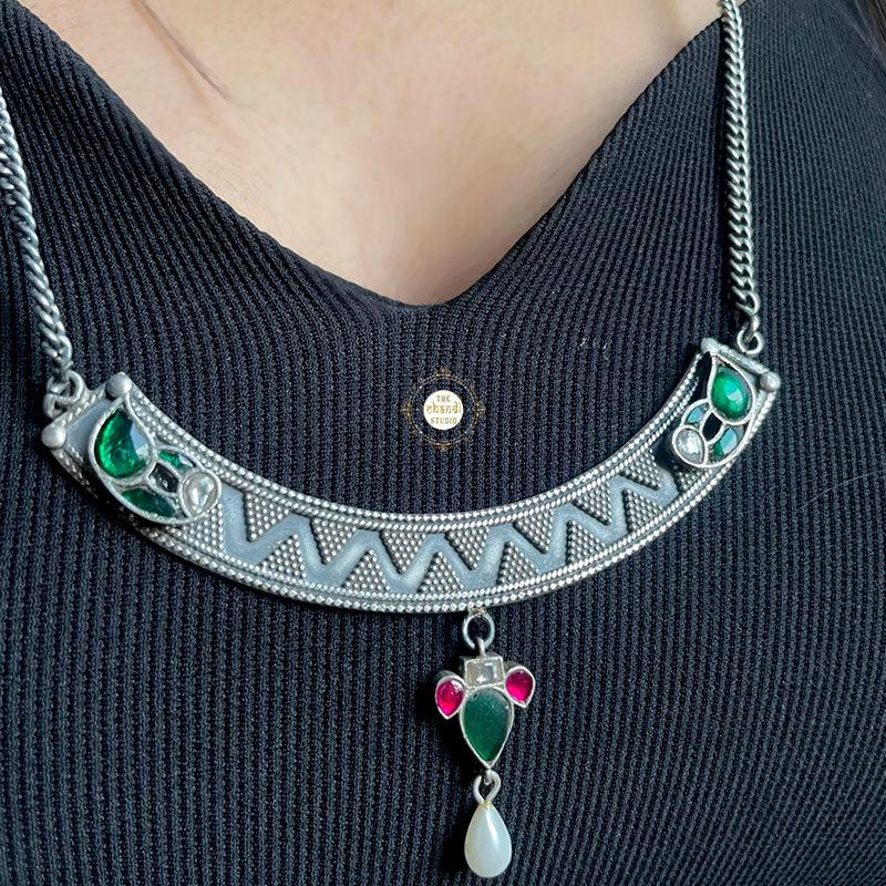 Kundan Crescent Rawa Necklace - Image 5