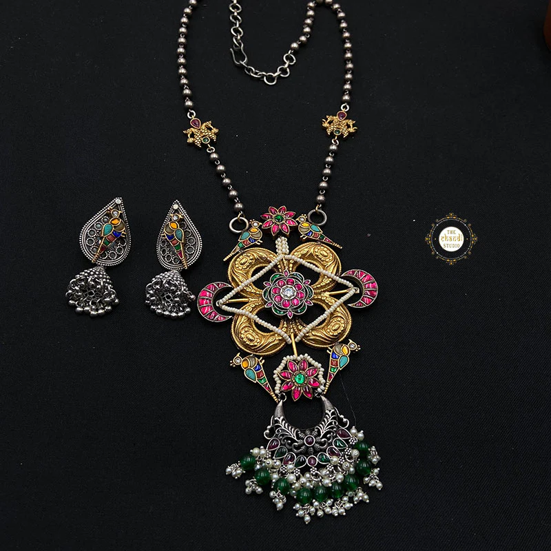 Muhurat Floral Paradise Kundan Necklace Set - Image 7