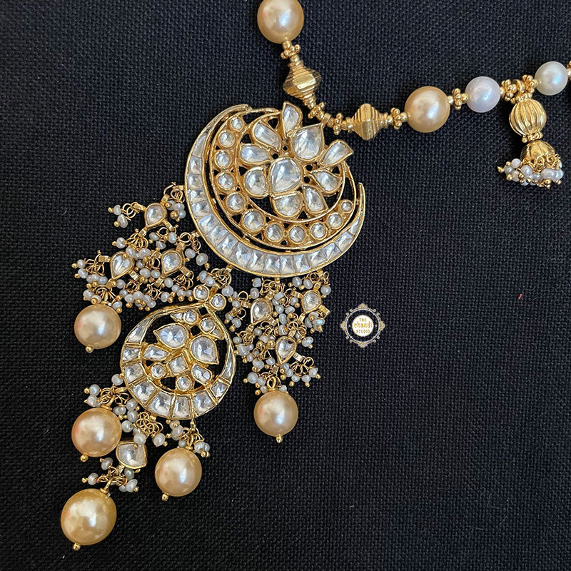 Muhurat Gold Polish Dual Layered Chaand Necklace - Image 2