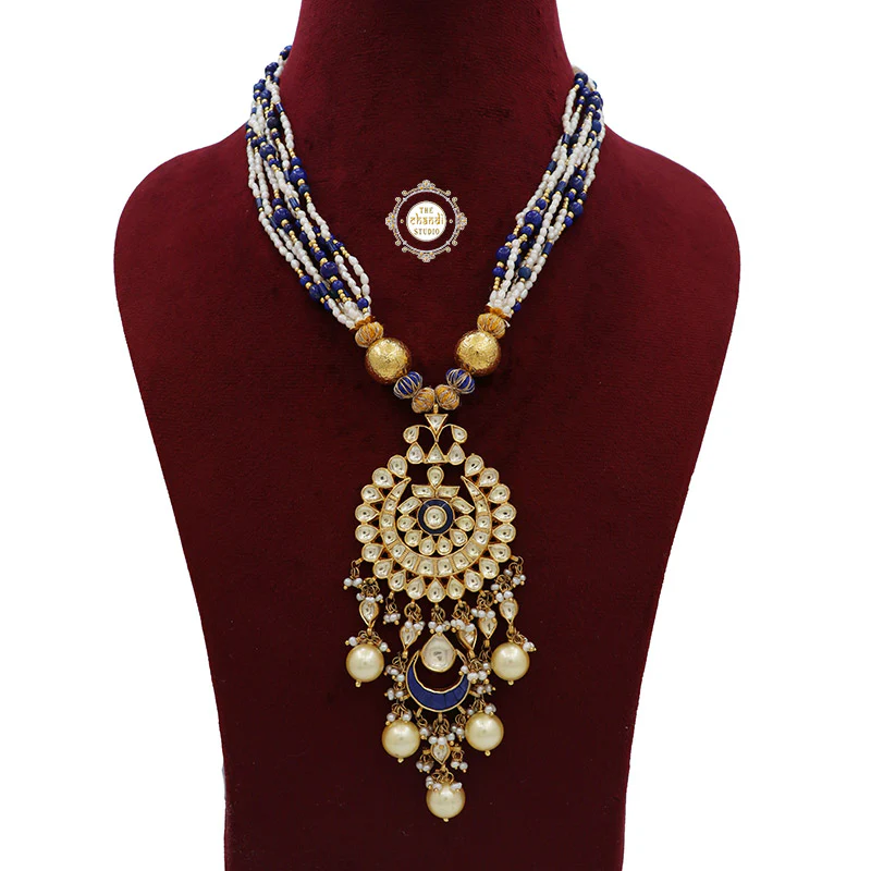 Muhurat Gold Polish Dual Layered Chaand Necklace - Image 2