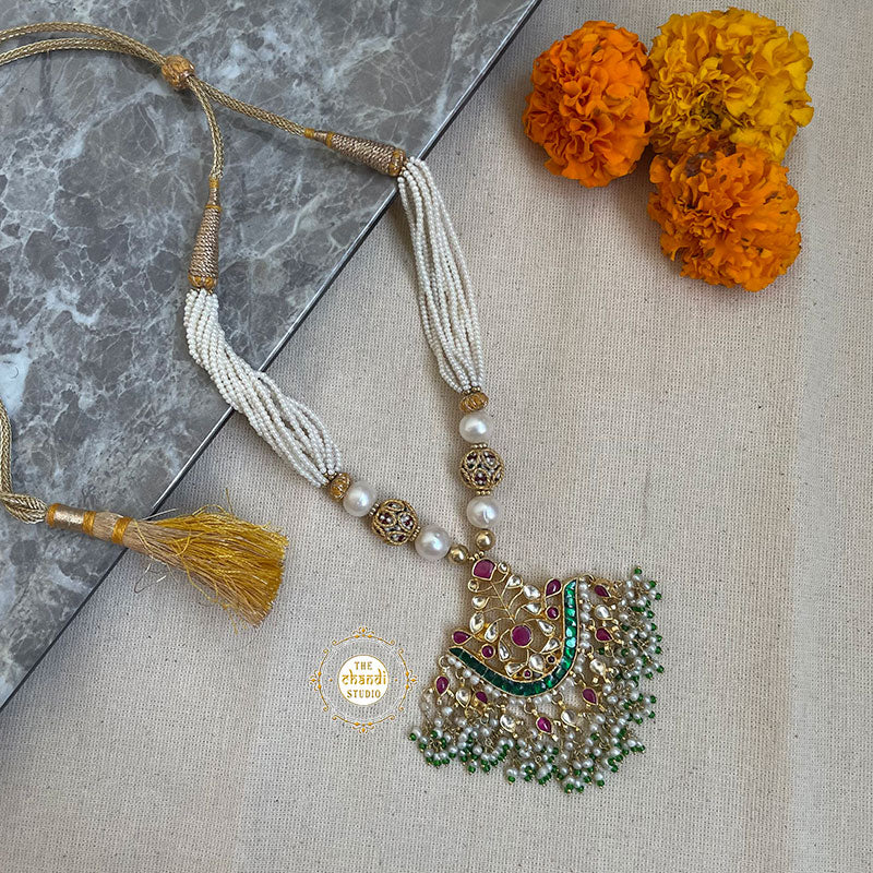 Muhurat Gold Polish Kundan Necklace - Image 3