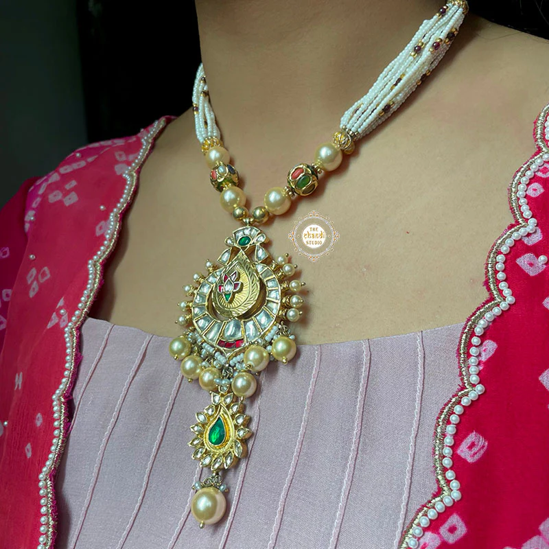 Muhurat Gold Polish Paisley Necklace - Image 2