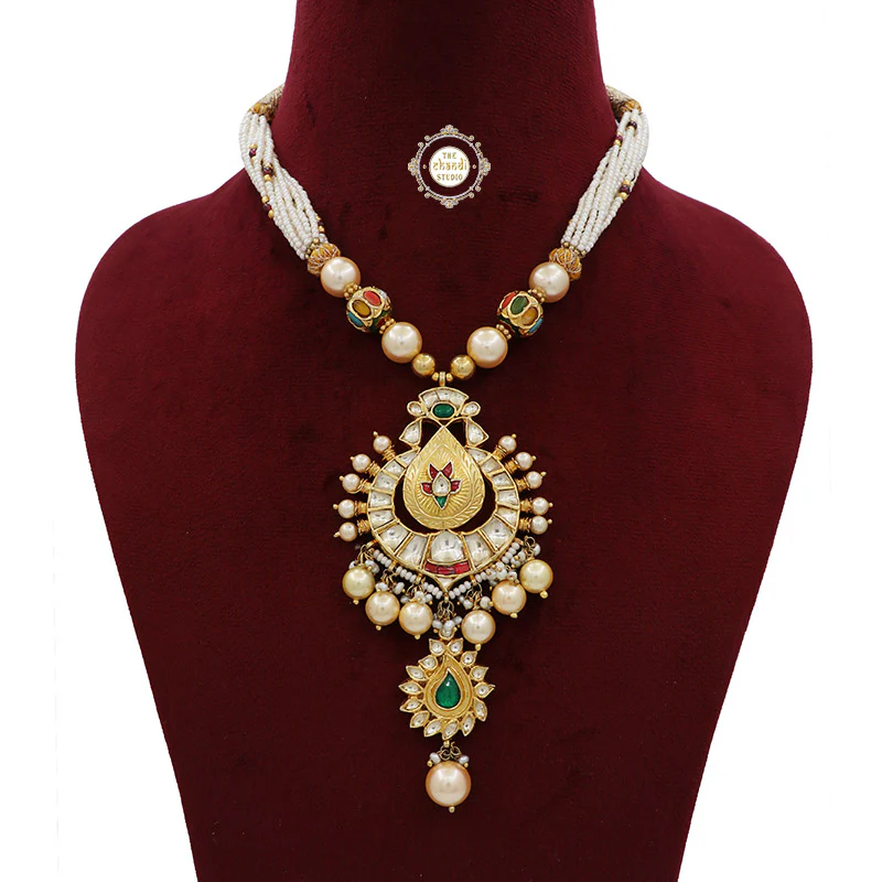 Muhurat Gold Polish Paisley Necklace - Image 3