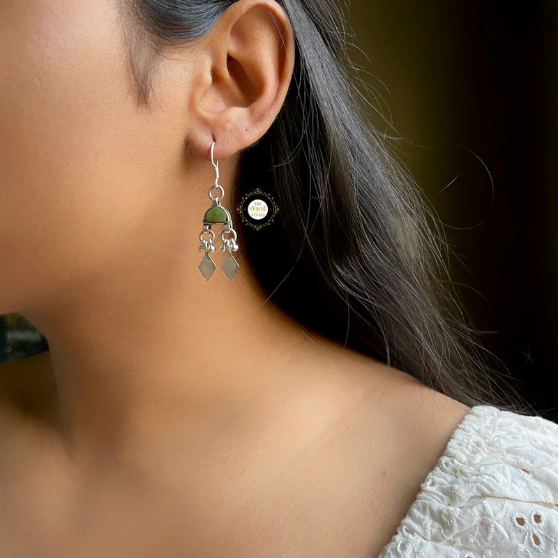 Natural Stone Dome Earring - Image 5