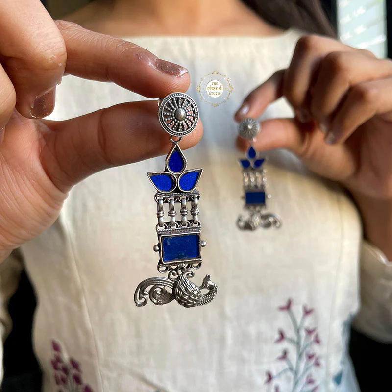 Peacock Glass Earrings - Image 2