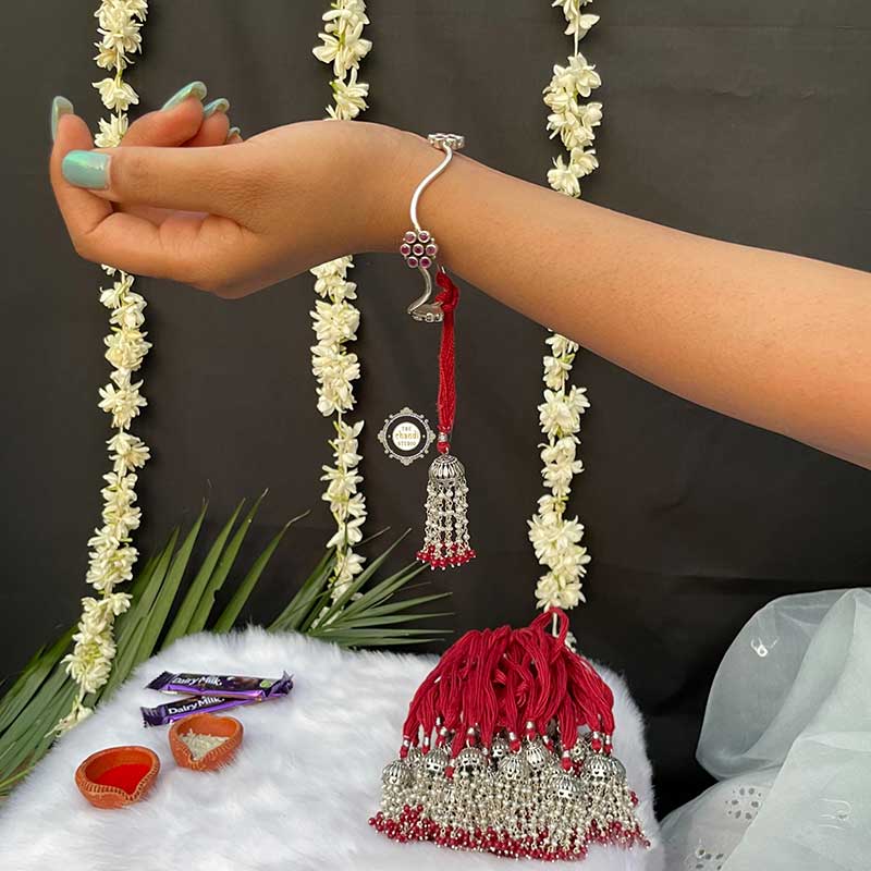 Pearl Paradise Rakhi (Maroon) - Image 3