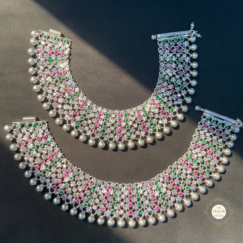 Royal Bloom Silver Anklet (Made to Order) - Image 2