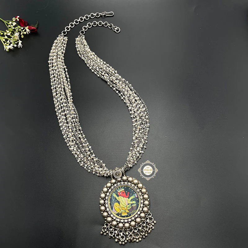 Ruhaniyat Hand Painted Lord Ganesha Necklace - Image 4