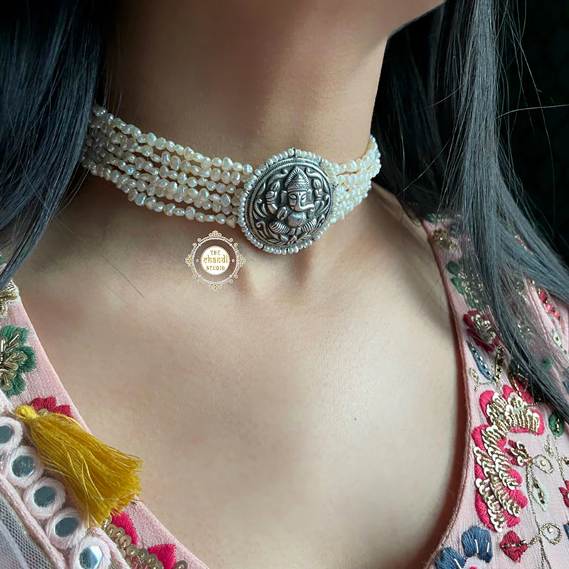 Ruhaniyat Modern Maharani Pearl Ganesha Necklace - Image 2