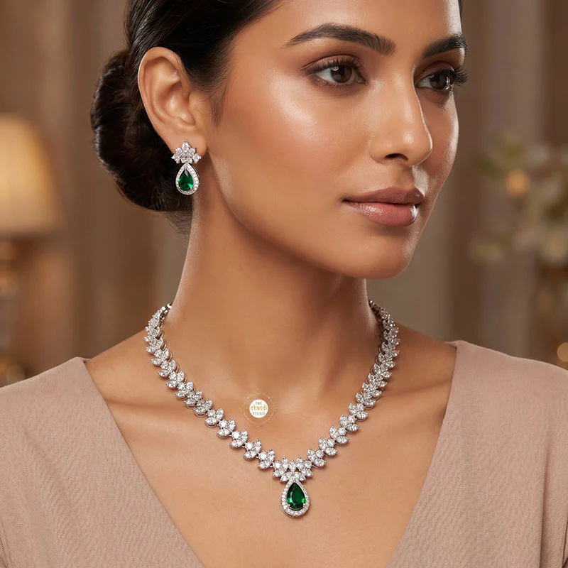 Sparkling Silver Aqua Grace Necklace Set - Image 2