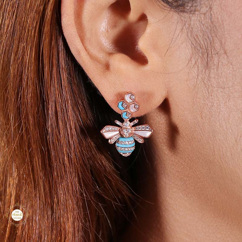Sterling Silver Sparkling Bee Spark Earring - Image 4