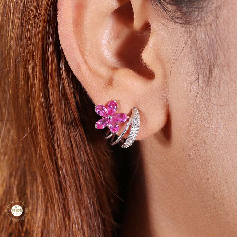Sterling Silver Sparkling Silver Blooming Grace Earring - Image 10