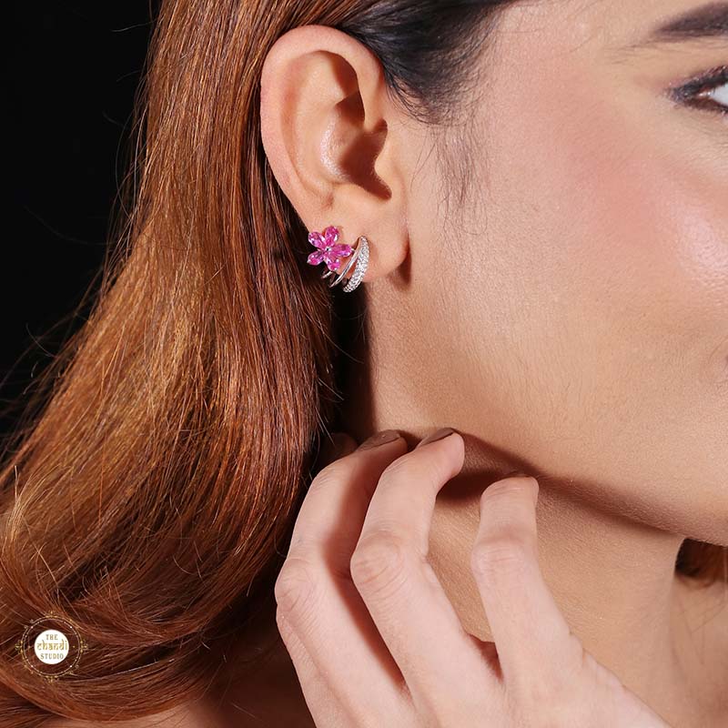 Sterling Silver Sparkling Silver Blooming Grace Earring - Image 4