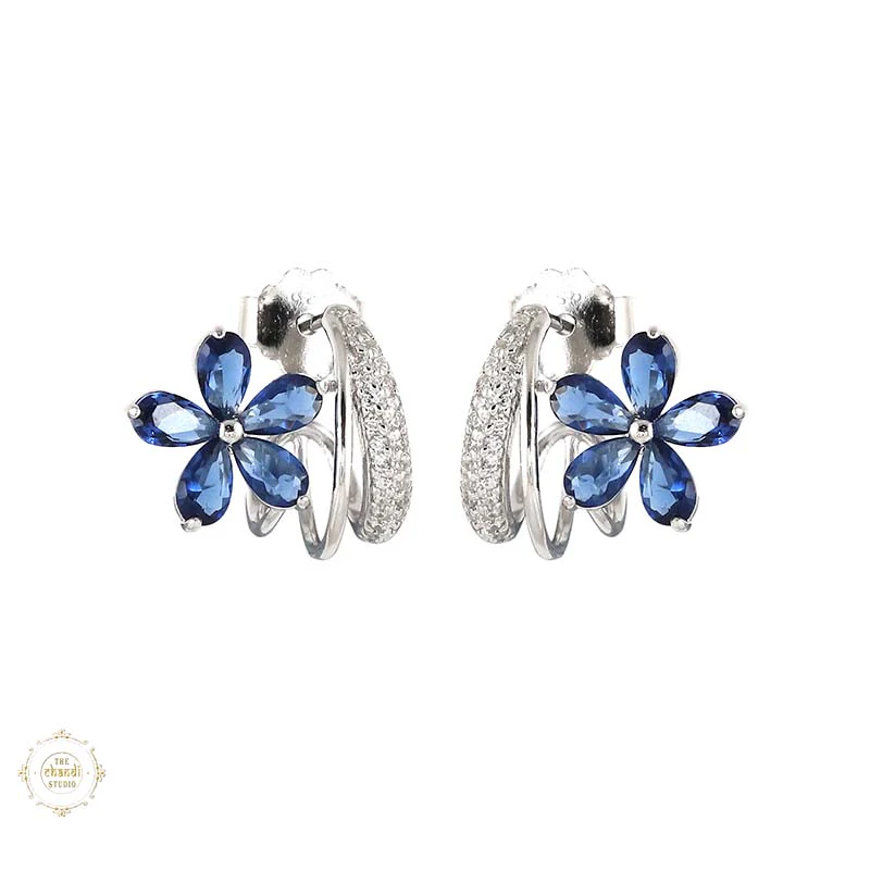 Sterling Silver Sparkling Silver Blooming Grace Earring - Image 5
