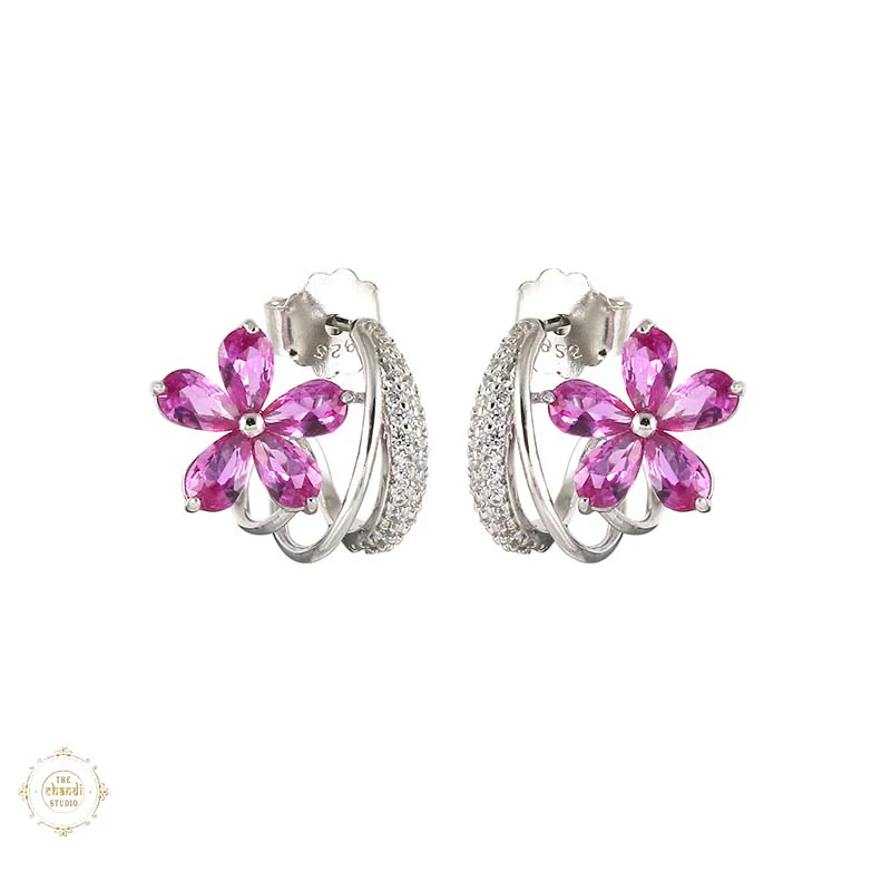 Sterling Silver Sparkling Silver Blooming Grace Earring - Image 8