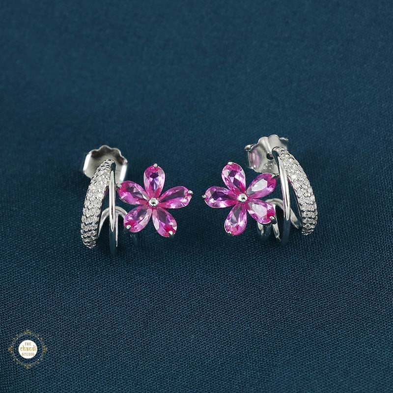 Sterling Silver Sparkling Silver Blooming Grace Earring - Image 9