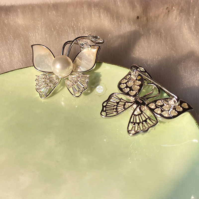 Sparkling Silver Butterfly Brooch - Image 2