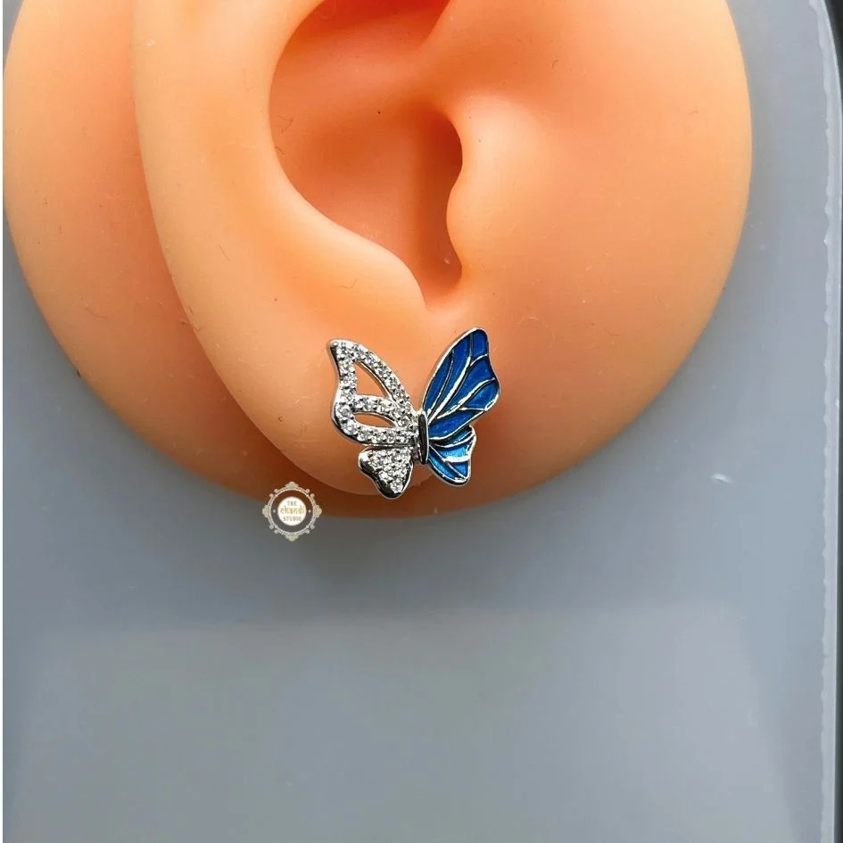 Sterling Silver Sparkling Butterfly Earring - Image 2
