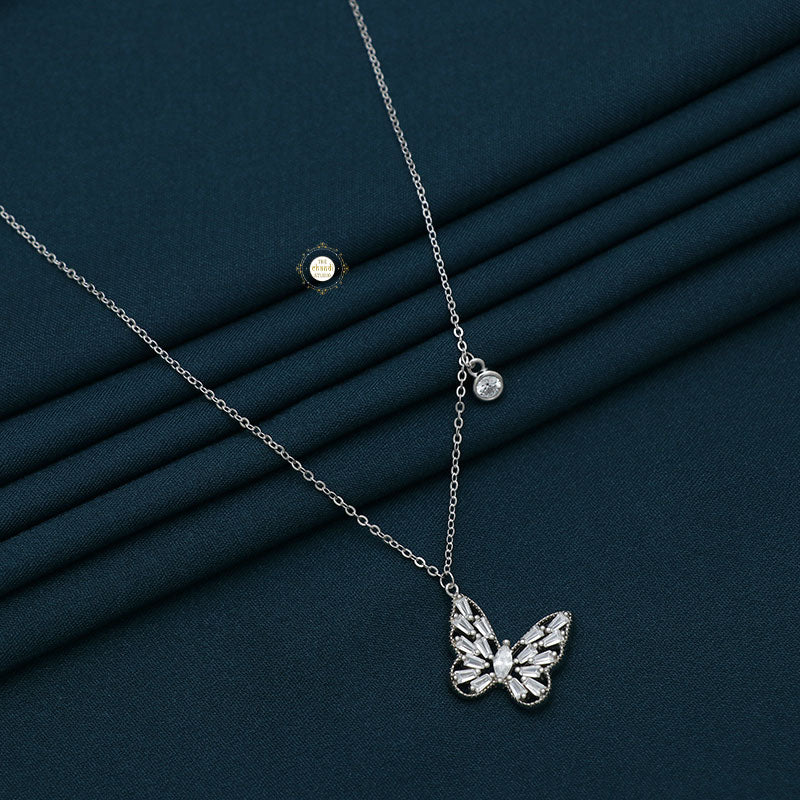 Sparkling Silver Butterfly Necklace - Image 4