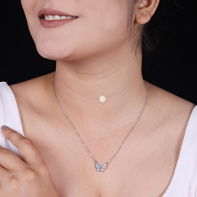 Sparkling Silver Butterfly Necklace - Image 4