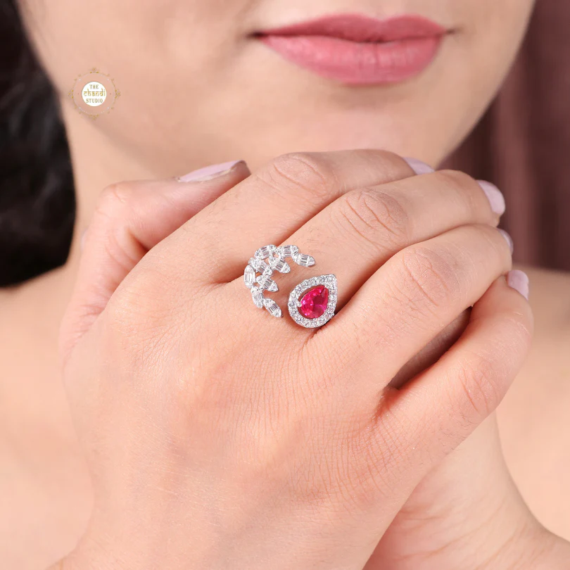 Sparkling Silver Classic TilakĀ Ring
