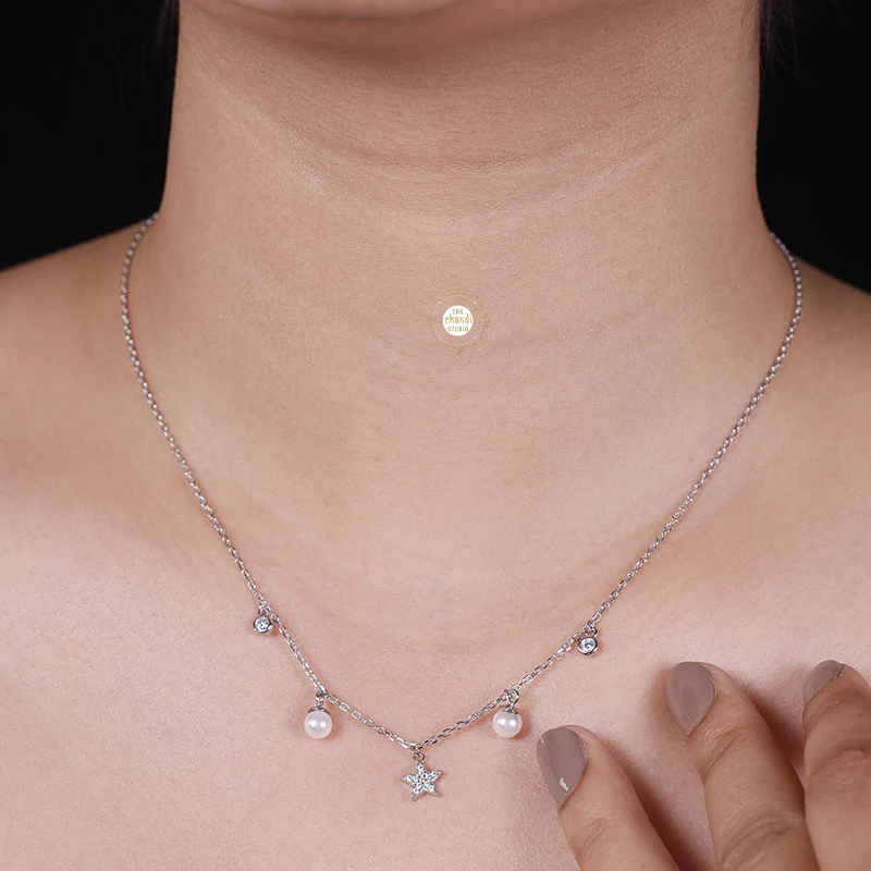 Sparkling Silver Crystal Clear Necklace with Earring - Image 5