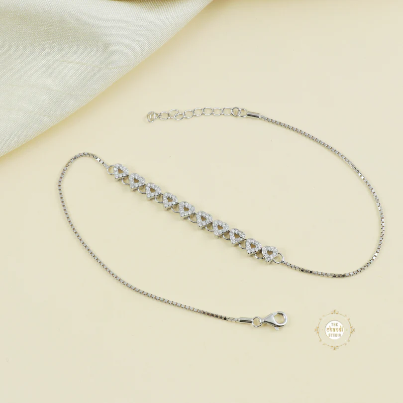 Sparkling Silver Dazzle HeartĀ Anklet (Piece) - Image 4
