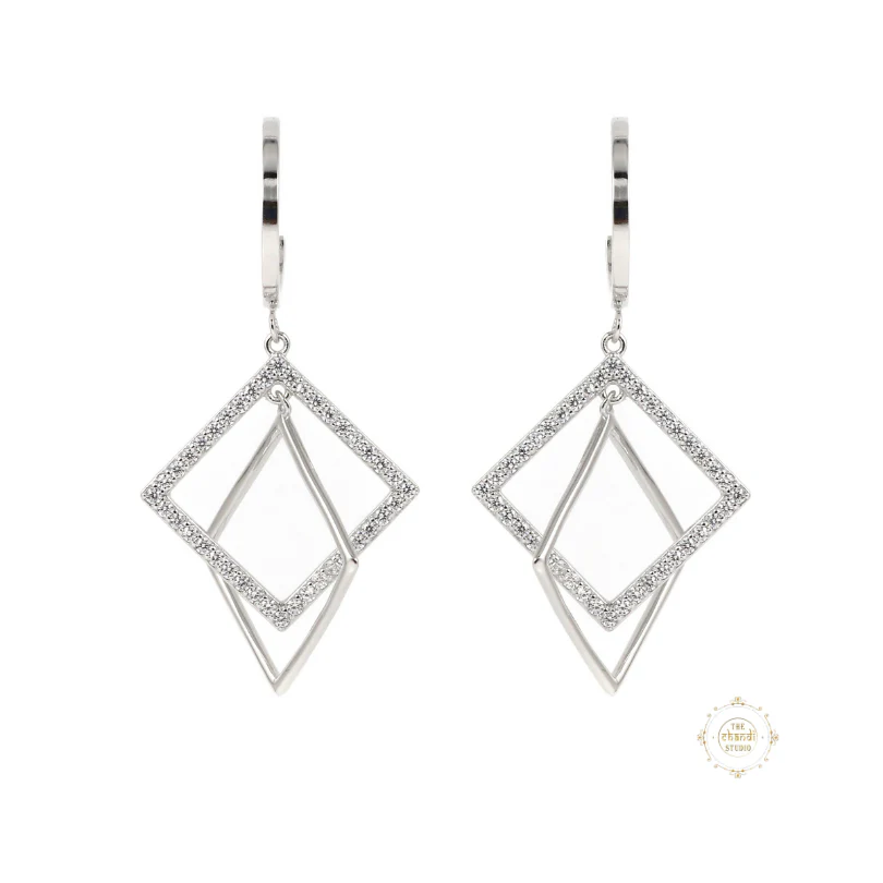 Sparkling Silver Exotic Stone Earring - Image 2