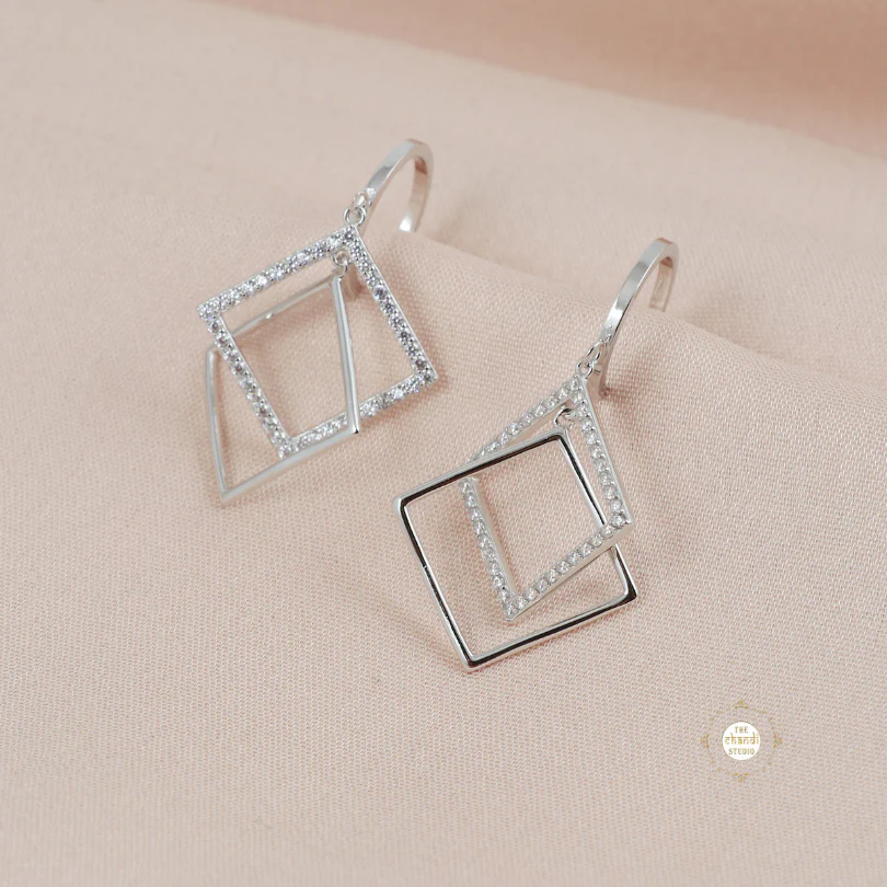 Sparkling Silver Exotic Stone Earring - Image 3