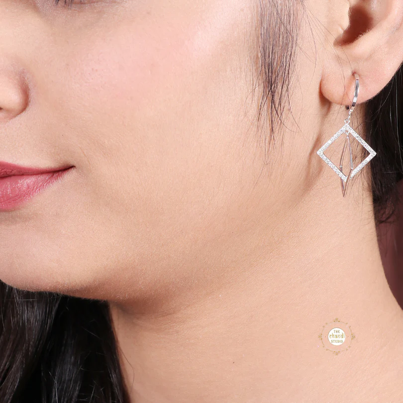 Sparkling Silver Exotic Stone Earring - Image 5