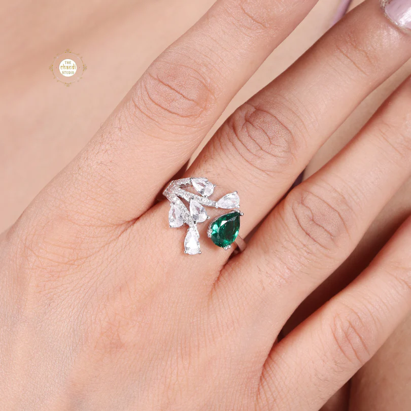 Sparkling Silver Exotic TilakĀ Ring - Image 4