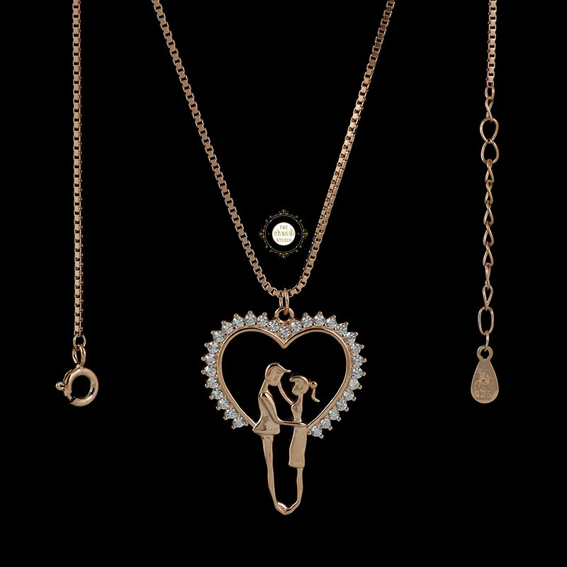 Sparkling Silver Swaying Hearts Necklace - Image 6