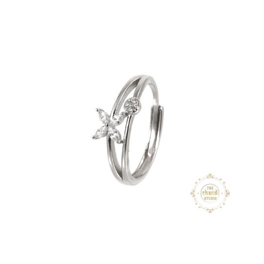 Sparkling Silver Flower Wrap Ring - Image 5