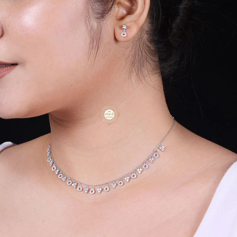 Sparkling Silver Harvest Moon Necklace With Earring - Image 3
