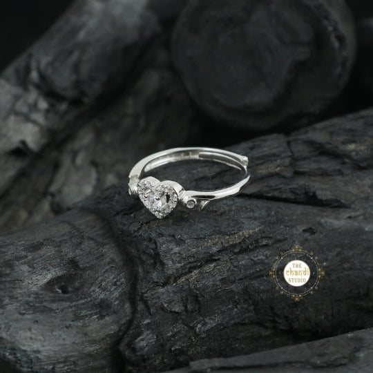 Sparkling Silver I Heart You Ring - Image 4