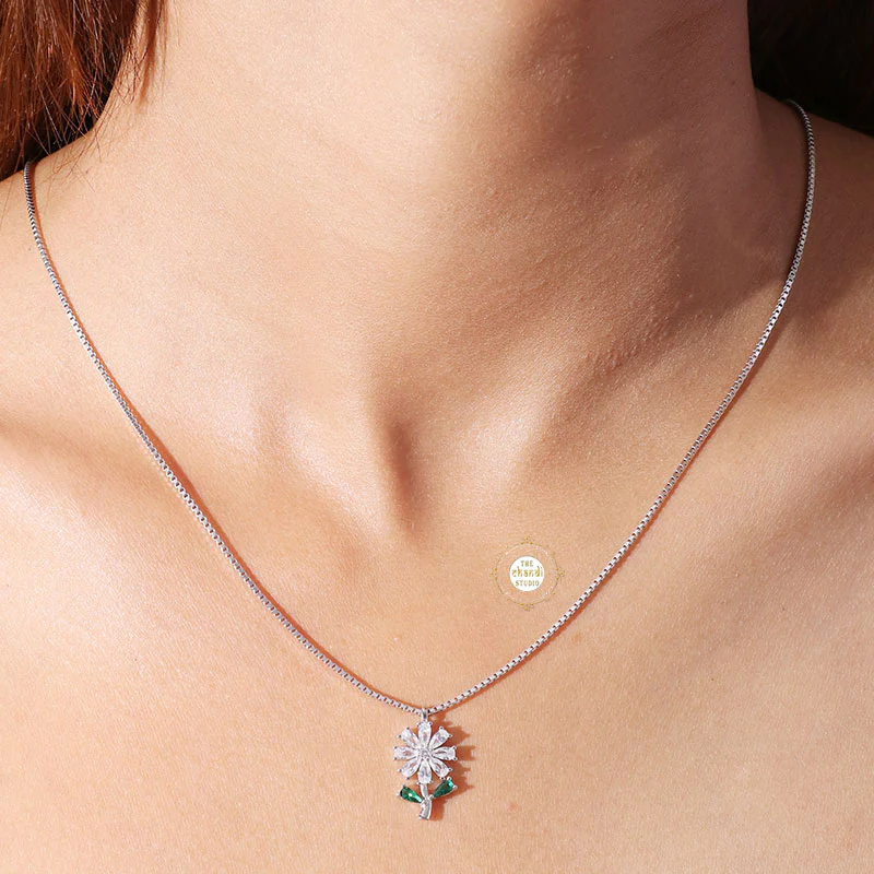 Sparkling Silver Whimsy Bloom Necklace - Image 12