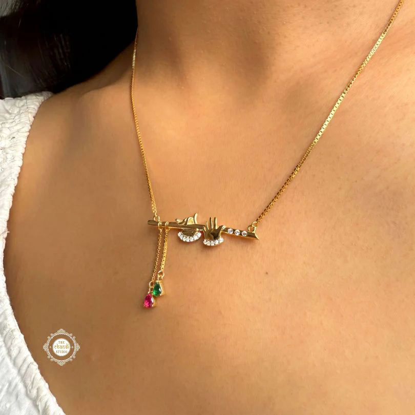 Sparkling Silver Krishna Flute Necklace - Image 11