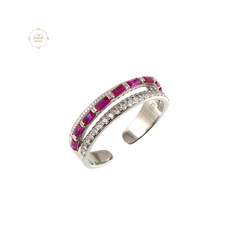 Sparkling Silver Layer Up Stack Ring - Image 4