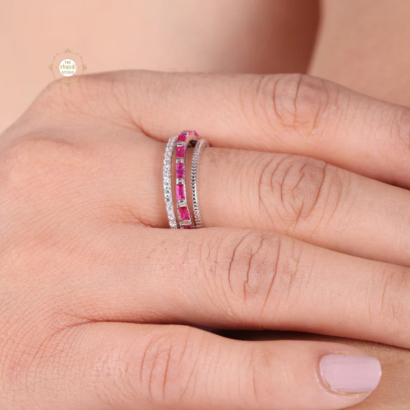 Sparkling Silver Layer Up Stack Ring - Image 5